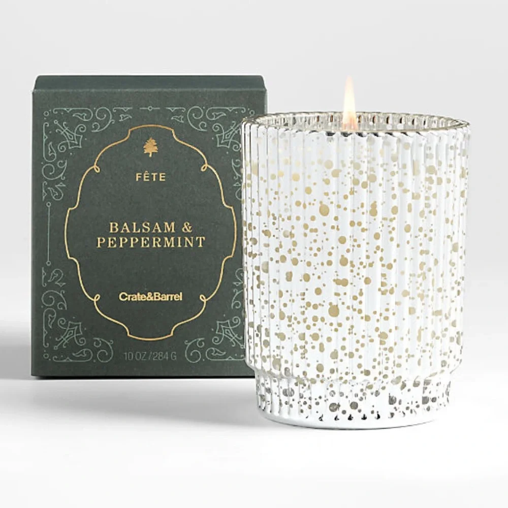 New! 🕯️✨🏔️Crate&Barrel Fete Silver Alpine 1-wick Candle